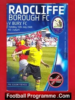 Radcliffe Borough v Bury 2008 - Pre Season Friendly - football programme