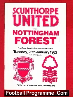 Scunthorpe United v Nottingham Forest 1982 – Pre Season Friendly