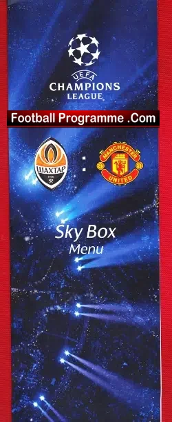 Shakhtar Donetsk v Manchester United 2013 - Sky Box Menu Ukraine - football memorabilia