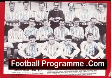 Sheffield United Football Team Picture Multi Autographed 1960/61 - football memorabilia
