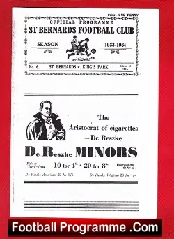 St Bernards v Kings Park 1933 – Scotland – Reprint