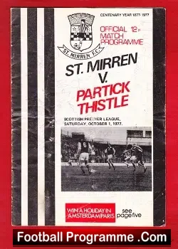 St Mirren v Partick Thistle 1977 - Multi Autographed Signed - football programme
