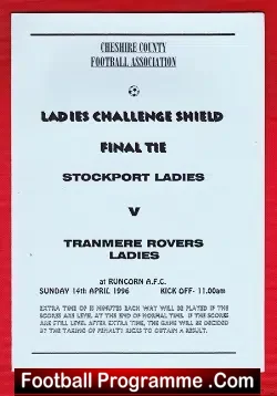 Stockport Ladies v Tranmere Rovers 1996 - Womens Football Challenge Cup Final - football programme