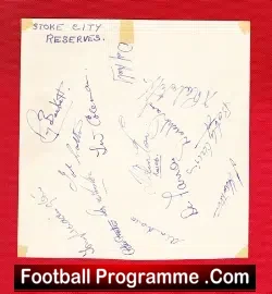 Stoke City Reserves Football Team Sheet Multi Autograph 1954 - football memorabilia