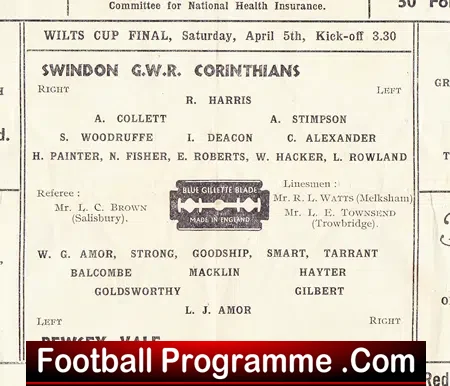 Swindon GWR Corinthians v Pewsey Vale 1947 – Final Trowbridge