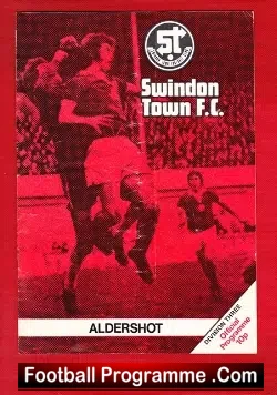 Swindon Town v Aldershot 1976 - football programme