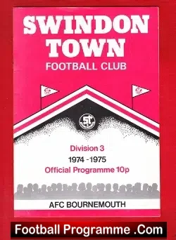 Swindon Town v Bournemouth 1974 - football programme