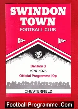 Swindon Town v Chesterfield 1974 - football programme