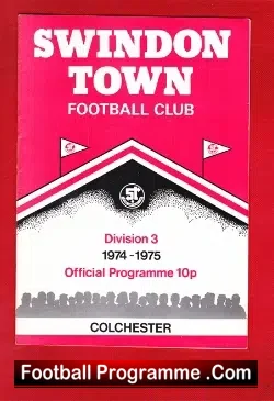 Swindon Town v Colchester United 1974 - football programme