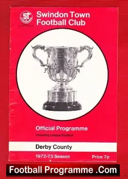 Swindon Town v Derby County 1972 - football programme