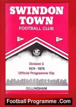 Swindon Town v Gillingham 1974 - football programme
