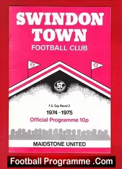 Swindon Town v Maidstone United 1974 - football programme