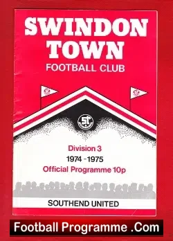 Swindon Town v Southend United 1974 - football programme