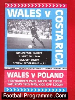 Wales v Costa Rica 1991 – U21
