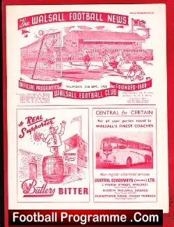 Walsall v Chester 1958 - football programme