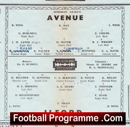 Walthamstow Avenue v Ilford 1946