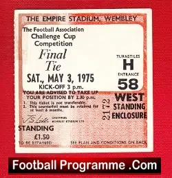 West Ham United v Fulham 1975 – FA Cup Final Ticket