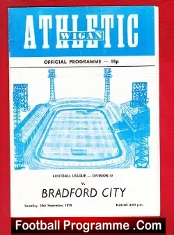 Wigan Athletic v Bradford City 1978 - football programme
