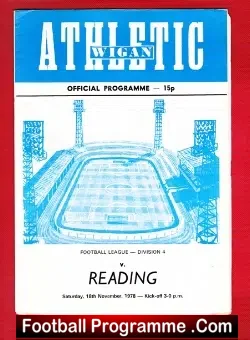 Wigan Athletic v Reading 1978 - football programme
