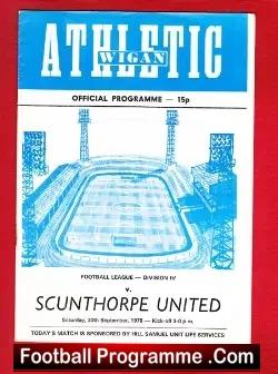 Wigan Athletic v Scunthorpe United 1978 - football programme