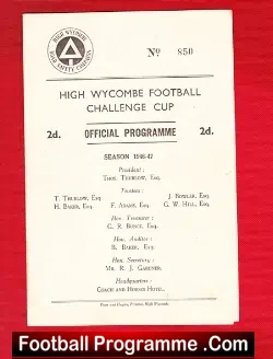 Wycombe Wanderers v Seer Green 1947 – Challenge Cup Final