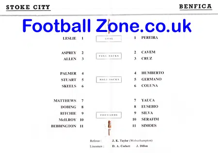 Stoke City v Benfica 1963 – Eusebio – Friendly Match