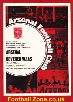 Arsenal v Beveren Waas 1970 - Fairs Cup Belgium Team