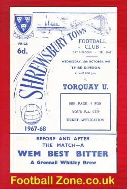 Shrewsbury Town v Torquay United 1967