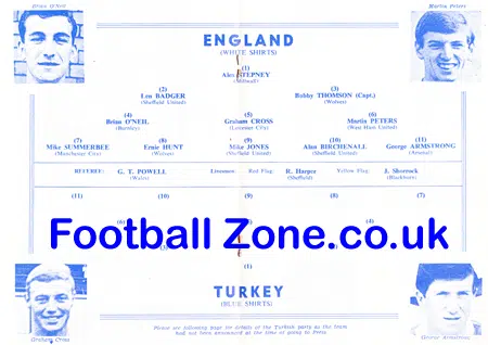 England v Turkey 1966 - Under 23 International at Blackburn