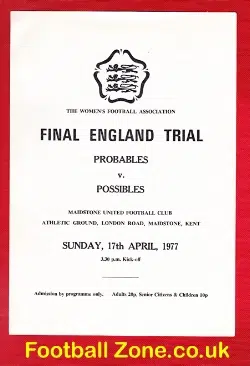 England Ladies Probables v Possibles Trials Match Maidstone 1977 Womens