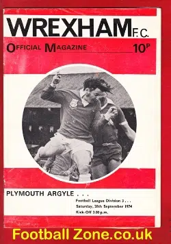 Wrexham v Plymouth Argyle 1974 - inc Newspaper Report