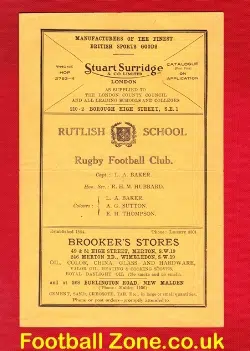 Rutlish School Rugby v Eltham College 1932 – Rare 1930s