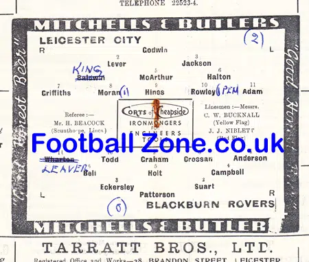 Leicester City v Blackburn Rovers 1950