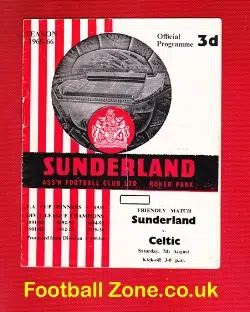 Sunderland v Glasgow Celtic 1965 - Friendly Game