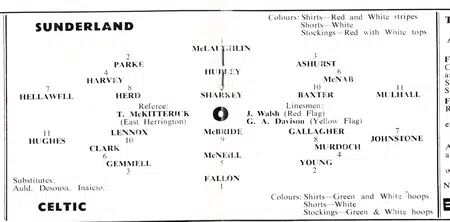 Sunderland v Glasgow Celtic 1965 - Friendly Game
