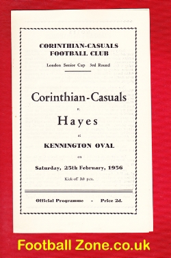 Corinthian Casuals v Hayes 1956 – Senior Cup
