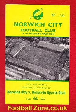 Norwich City v Belgrade 1961 - Multi Autographed Signed