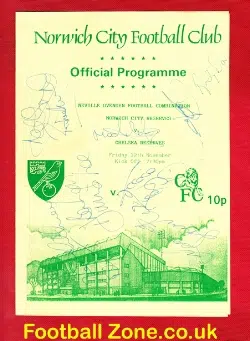 Norwich City v Chelsea 1993 - Reserves - Multi Autographed