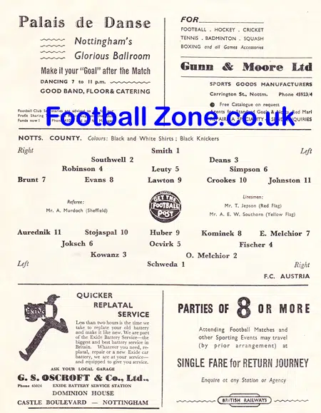 Notts County v FC Austria 1951