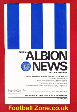 West Bromwich Albion v Dynamo Bucharest 1968 – ECWC