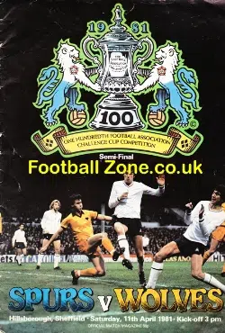 Wolves Wolverhampton v Tottenham 1981 – FAC Semi Final Sheffield