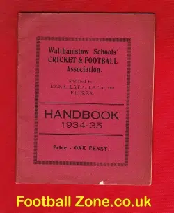 Walthamstow Schools Football Cricket Handbook 1934 – 1935