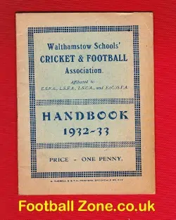 Walthamstow Schools Football Cricket Handbook 1932 – 1933