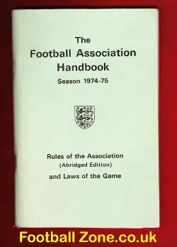 FA Football Rules Of Association Laws Of Game Book 1974 - 1975