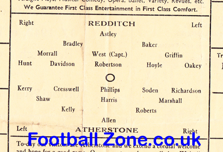 Redditch United v Atherstone 1949