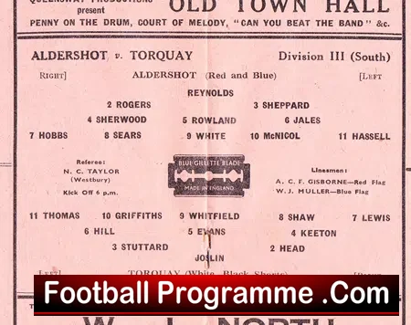 Aldershot v Torquay United 1948