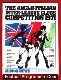 Anglo Italian Inter League Cup 1971 - Blackpool - Roma - Stoke - football programme