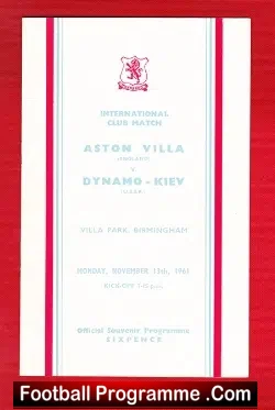 Aston Villa v Dynamo Kiev 1961 – International Club Match