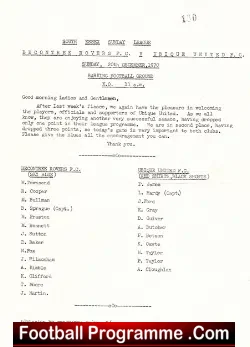 Becontree Rovers v Ubique United 1970 - Sunday League Football - football programme