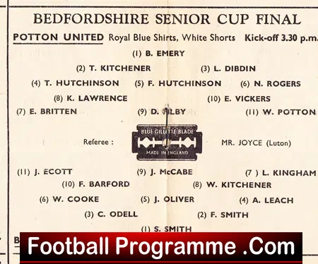 Biggleswade Town v Potton United 1948